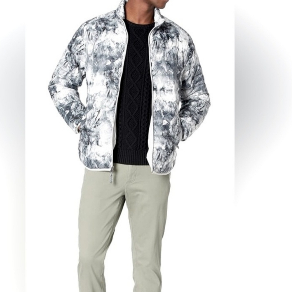 Marble Print Puffer Jacket men Med